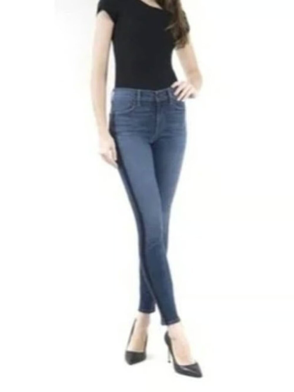 Level 99 Womens Blue Side Stripe Colin Skinny Jeans Size 28
